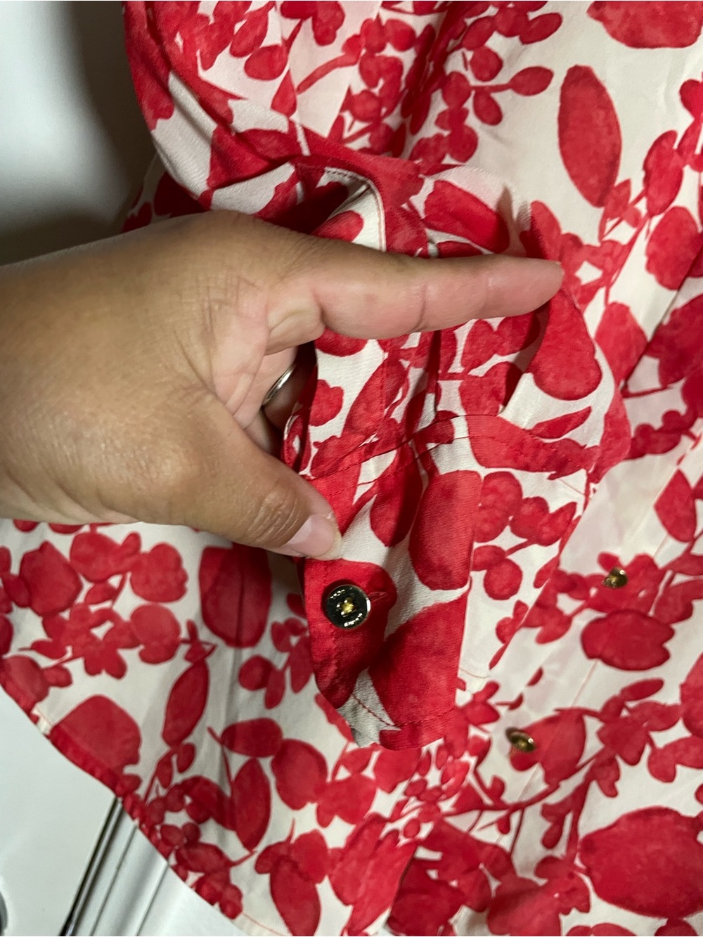 Tory Burch Silk Blend Tunic Blouse Top Women's Shirt Red Floral Size 14 - Picture 5 of 6